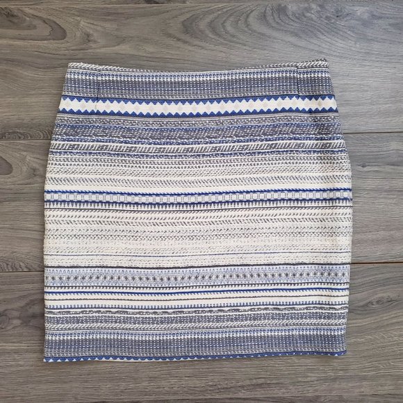 Dalia Woven Aztec Striped Mini Skirt Blue Size 6 - Picture 1 of 8